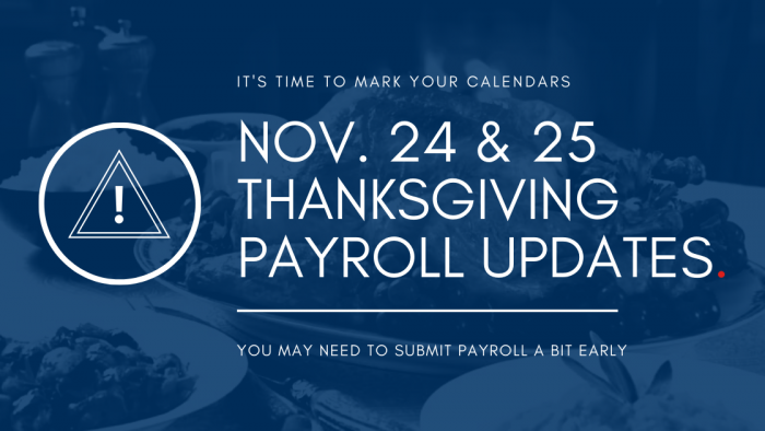 Thanksgiving payroll schedule banner